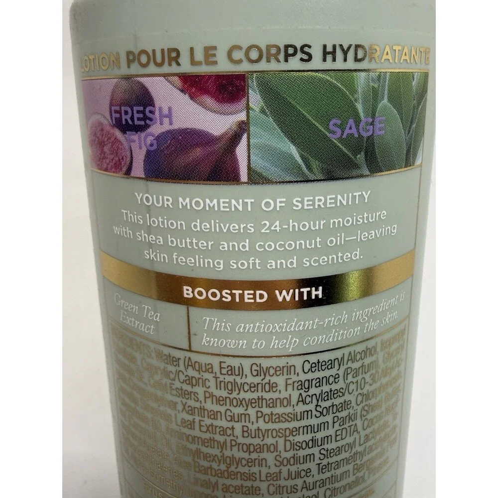 Victoria's Secret Fresh Fig Sage Green Tea Body Oil 4.3oz,‎ Lotion 10oz Set New
